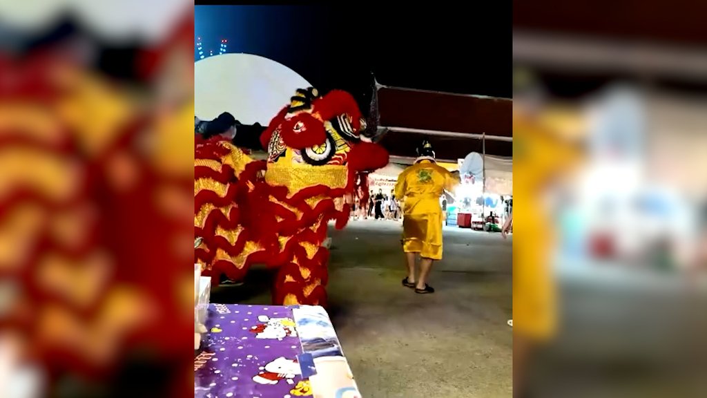 Undercover in Thailand: Hier schnappen Polizisten als tanzende Löwen einen Einbrecher