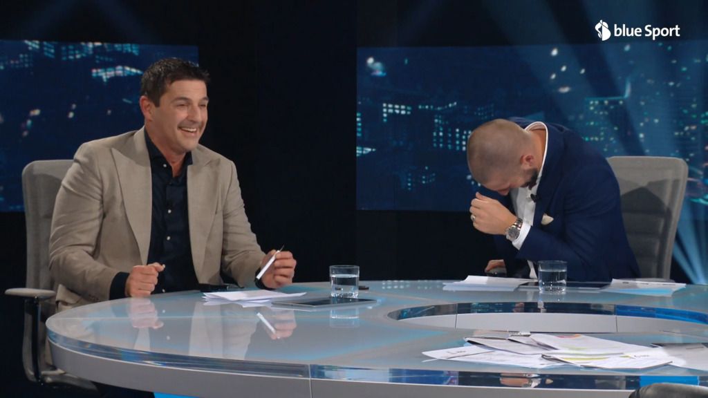 Nach dieser Antwort von Reif lachen sich Kilchsperger und Petric schlapp