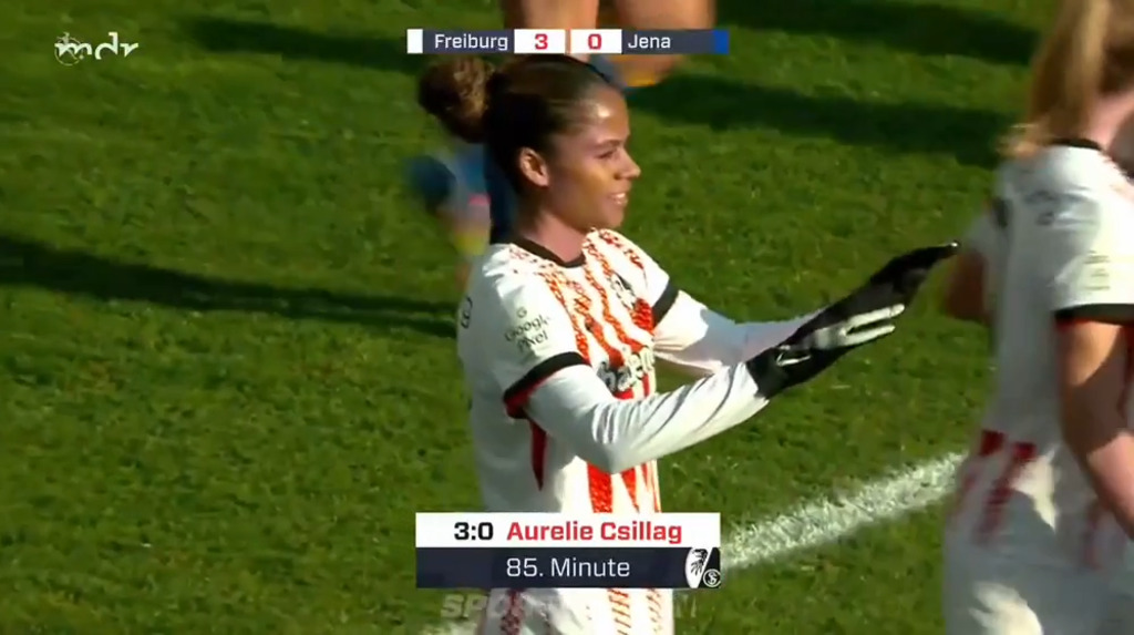 Hier erzielt Aurélie Csillag ihren dritten Saisontreffer