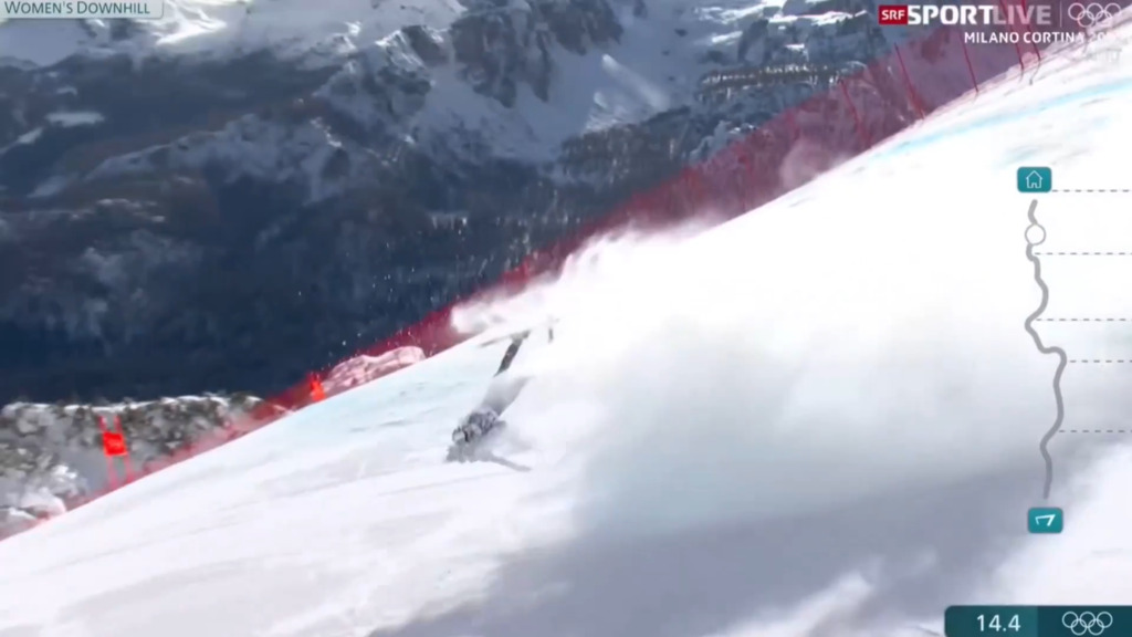 Vilaine chute de Lindsey Vonn lors de la descente des JO
