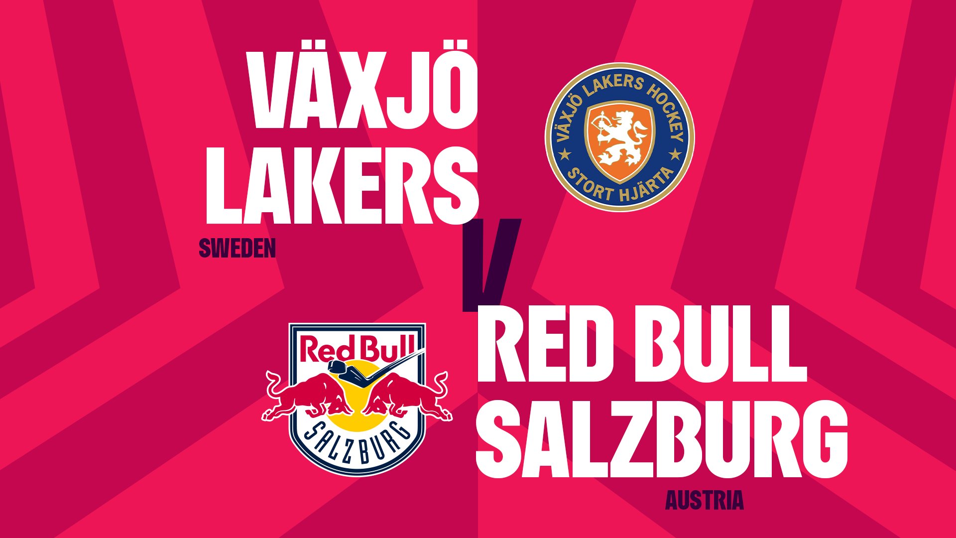 Växjö Lakers gegen Red Bull Salzburg, Eishockey-Match-Grafik mit Logos