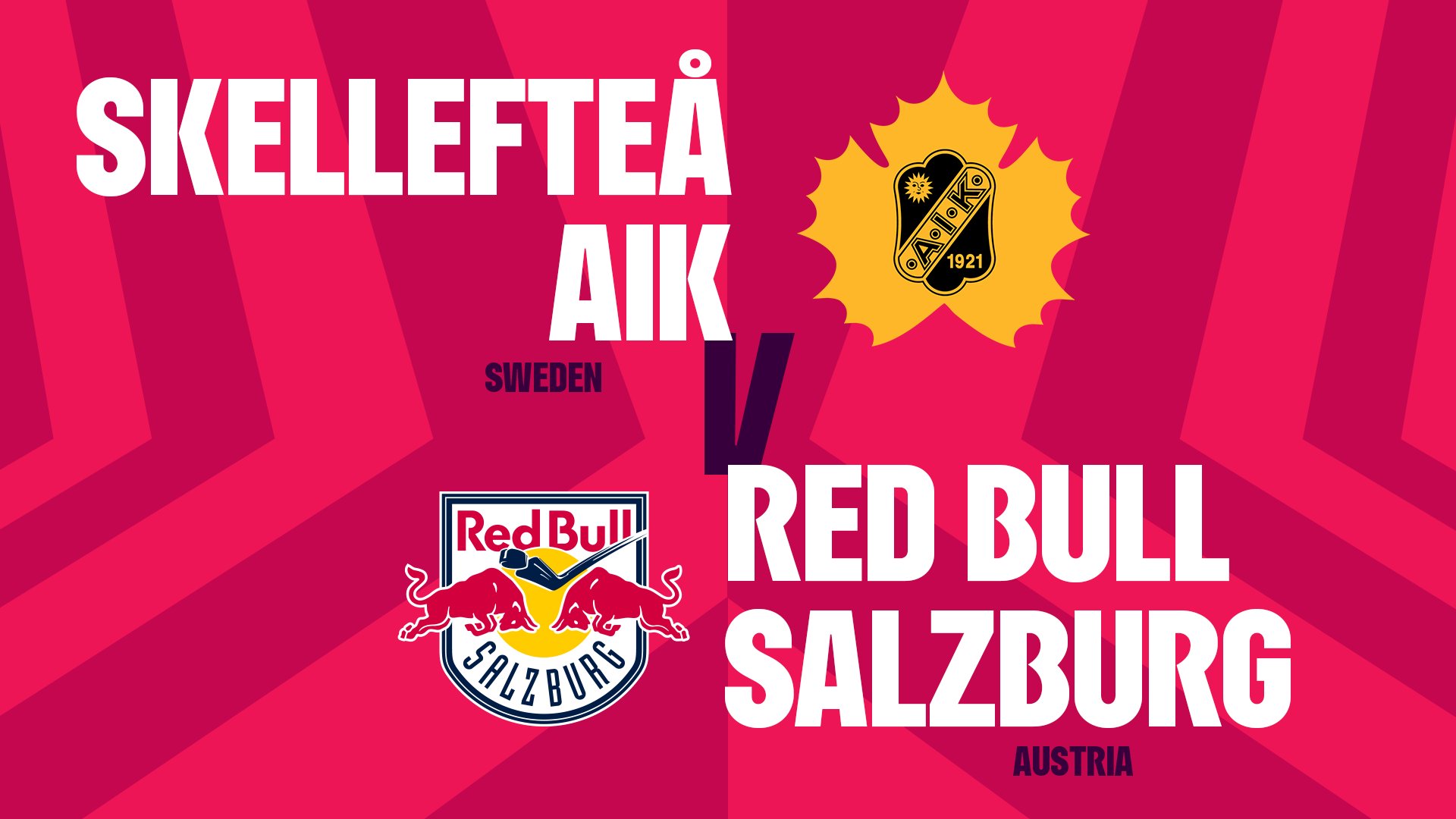 Skellefteå AIK gegen Red Bull Salzburg mit Logos und Länderangaben