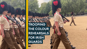 Irish Guards practise Trooping the Colour ahead of Platinum Jubilee celebrations