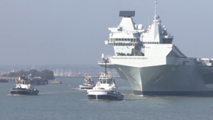 HMS Queen Elizabeth Waved Off From Portsmouth By Well-Wishers