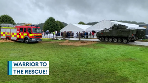 Warrior to the rescue for fire engine stuck in the mud at Royal Lancashire Show