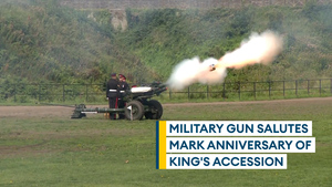 Military fires gun salutes across UK to mark the first year of King Charles III's reign 