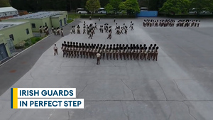 Irish Guards rehearse for Trooping the Colour