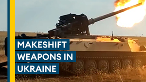 Improvised weapons of the Ukraine conflict including rocket launchers on pick-up trucks
