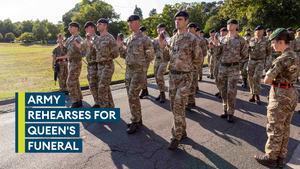 Army rehearsals at Longmoor Camp for the Queen's funeral