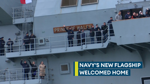 HMS Prince of Wales returns to Portsmouth as Navy flagship