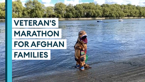 Veteran Runs Marathon In A Dinosaur Suit To Raise Money For Afghan Families