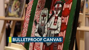 Body armour from Ukraine frontline transformed into stunning art