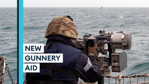 HMS Argyll's new gun mounting in action