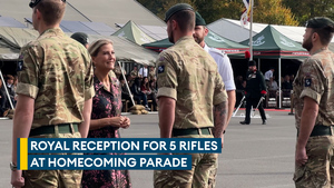 Duchess of Edinburgh honours 5th Battalion the Rifles as they return home
