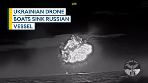 Dramatic footage show Ukrainian drone boats sink Russian missile corvette