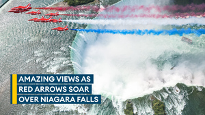 Incredible cockpit footage of Red Arrows flypast over Niagara Falls