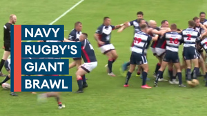 WATCH: Royal Navy rugby league clash explodes into huge brawl