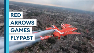 Red Arrows flypast at Commonwealth Games opening ceremony