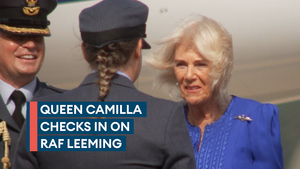 Queen Camilla meets personnel and service families at RAF Leeming