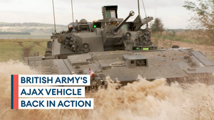Ajax armoured vehicle put through its paces on the Salisbury Plain