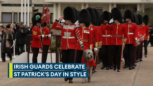 Kate hands out shamrocks to the Irish Guards