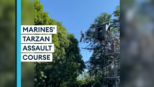 Watch: Royal Marines complete Tarzan assault course