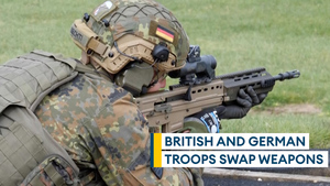 Swap shop: British and German troops switch weapons
