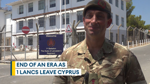 Duke of Lancaster's Regiment flag is lowered in Episkopi after two years