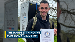 Fridge-carrying Royal Marine breaks another world record at the London Marathon