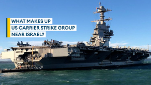 What makes up the USS Gerald R Ford strike group near Israel?