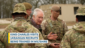 King Charles visits Ukrainian troops being trained in the UK