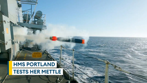 HMS Portland shows off her fire power during Nato's Ex Steadfast Defender