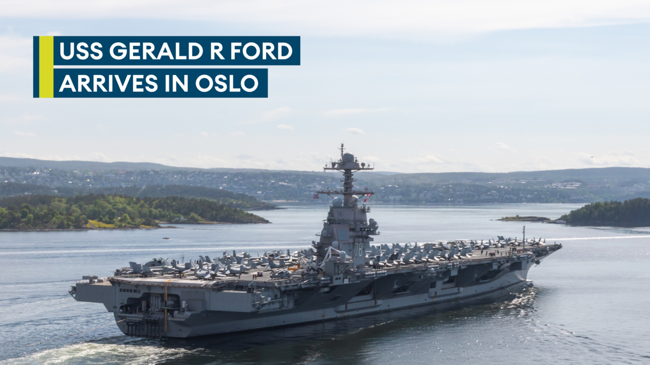 Watch: World's biggest warship USS Gerald R Ford visits Norway