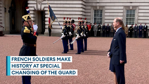 French and UK troops join for a historic Changing of the Guard