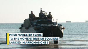 Military piper marks the moment British forces landed on D-Day