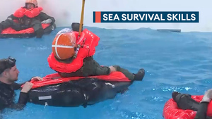 Personnel undergo sea survival drills at RNAS Yeovilton