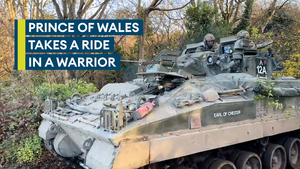 Prince of Wales takes to Salisbury Plain inside a Warrior armoured fighting vehicle