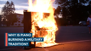 The ceremony where military personnel burn pianos