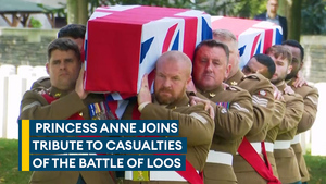 Princess Anne attends burial of unknown First World War soldiers