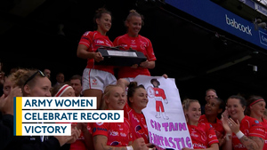 Army women lift trophy after record victory over Navy