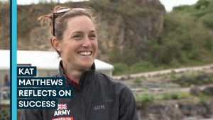Kat Matthews reacts to record-breaking triathlon triumph