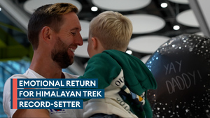 Amputee who conquered world's toughest trek returns home