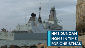 Royal Navy warship HMS Duncan returns home in time for Christmas