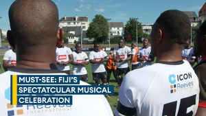 Fiji celebrate semi-final with spine-tingling musical performance