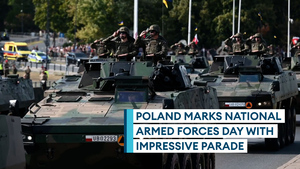 British troops march in Poland's Armed Forces Day parade
