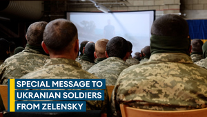 Ukrainian troops training in UK receive special video message from Zelensky