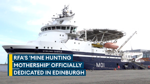 Prince Edward attends dedication service for new minehunting mothership