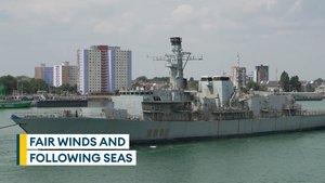 Ex-HMS Westminster sails goodbye to Portsmouth for the last time
