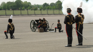 21-Gun Salute Fired At Royal Artillery Barracks To Mark Queen's 68th Coronation Anniversary