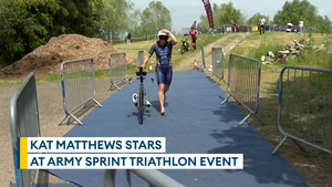 Kat Matthews' stellar performance wins Army Sprint Triathlon